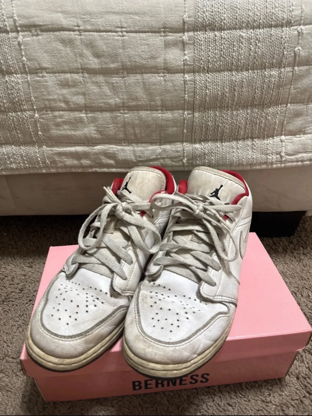 Nike Air Jordan Low Top Sneakers - White with Red Interior